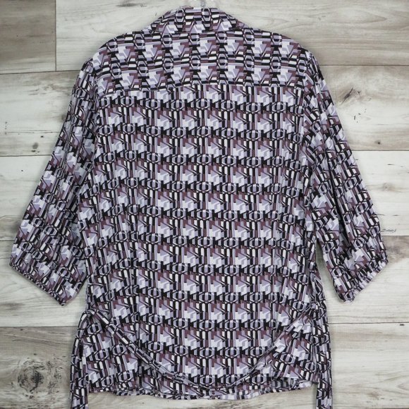 Ninety*‎ Women's Elastic 1/2 Sleeve Button Down Tie Waist Blouse~ Size 1X - Picture 4 of 10